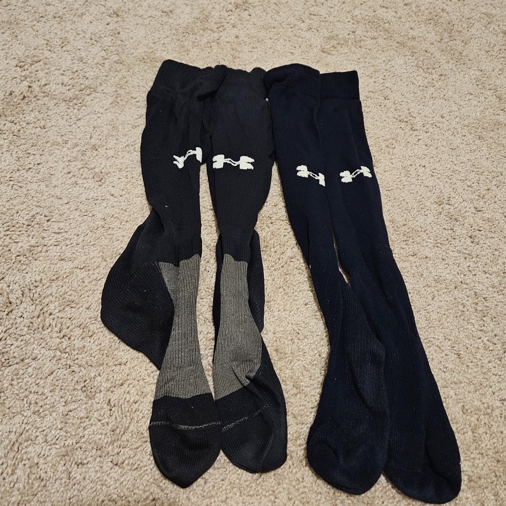 Under Armour Men's Baseball Over The Calf Sock Lot (2) Navy Blue Medium